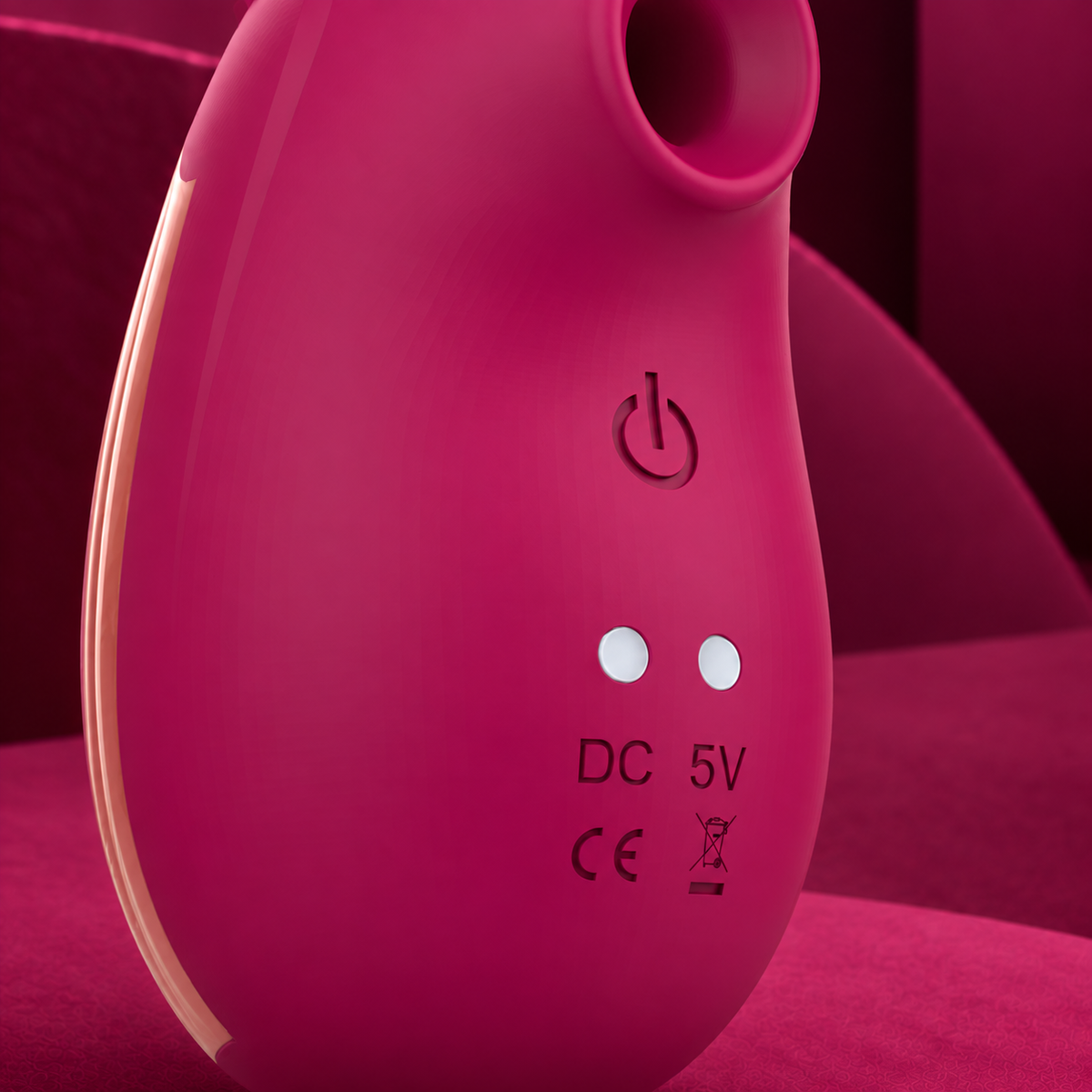 Rithual Shushu 2.0 Orchid rear power and charging detail on red geometric background
