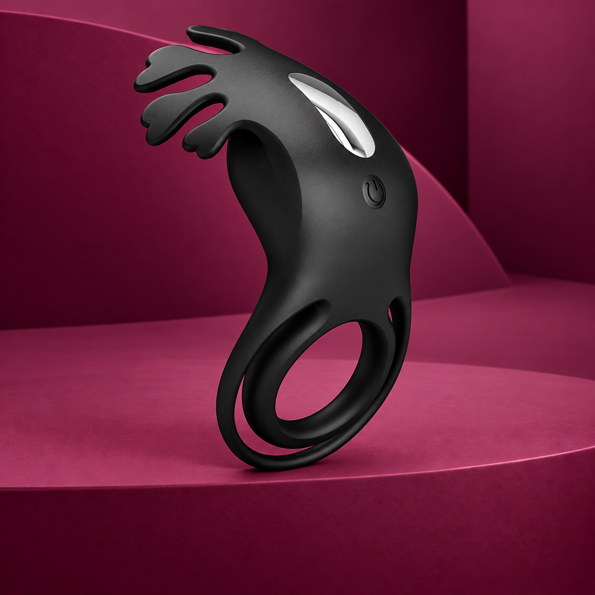 Pretty Love Ruben vibrator ring 7 vibrations black silicone