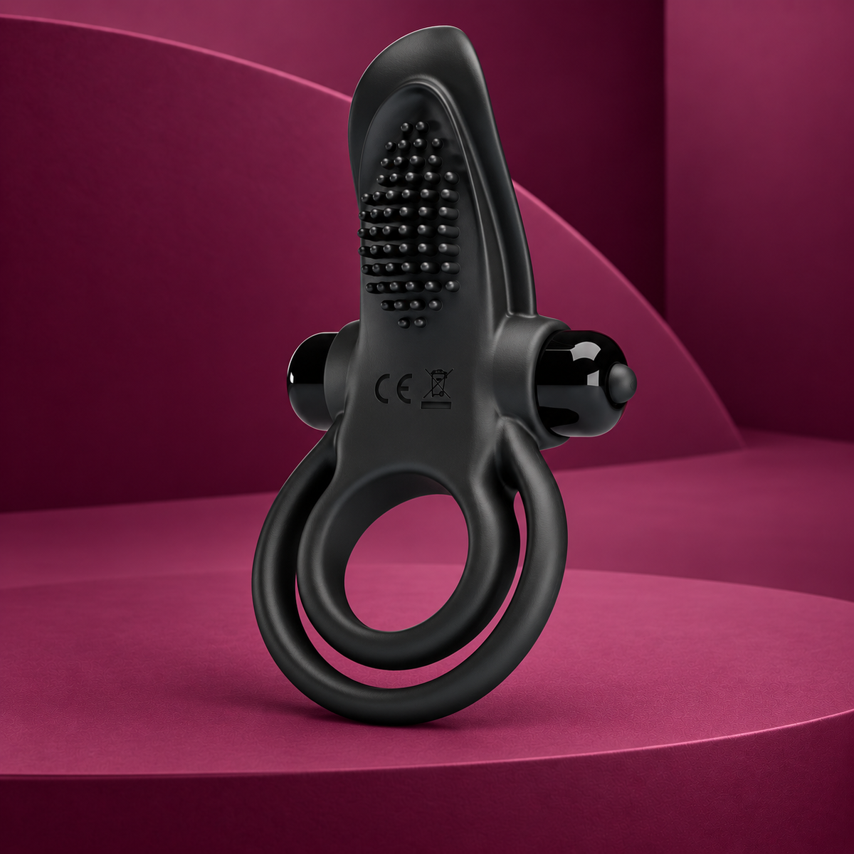 Pretty Love Double-Vibrating Ring & Clitoral Stimulator, 10 Modes, Black