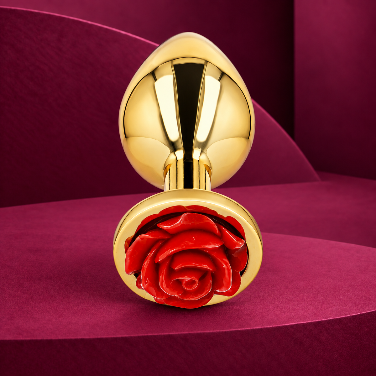 Kink Gold Rose Red Stainless-Steel Anal Plug S/M/L