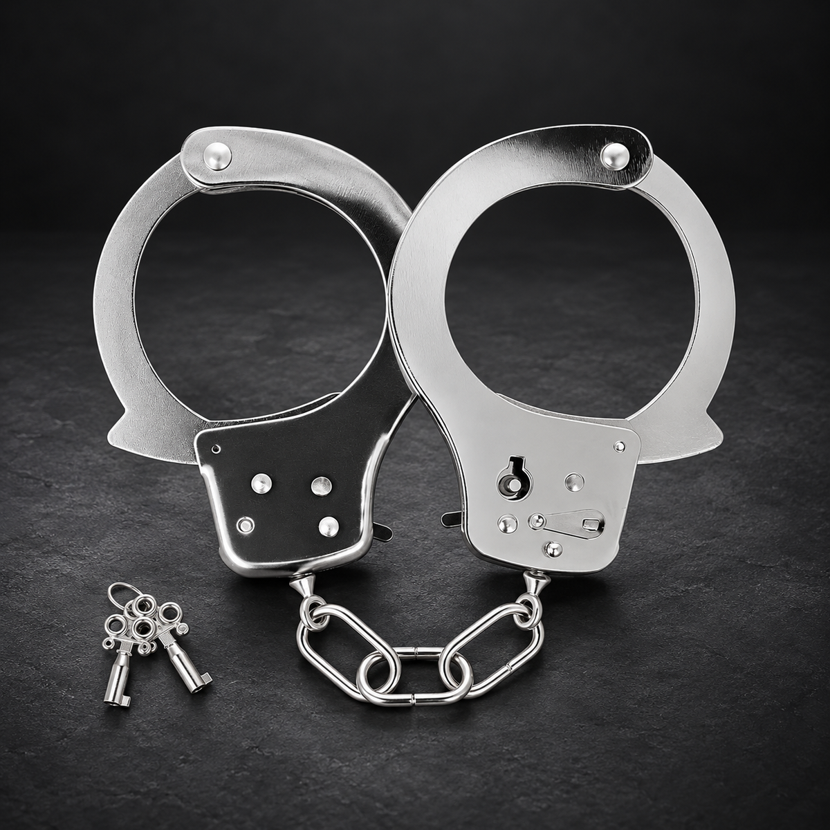 Darkness Metal Handcuffs with Connecting Chain and 2 Keys