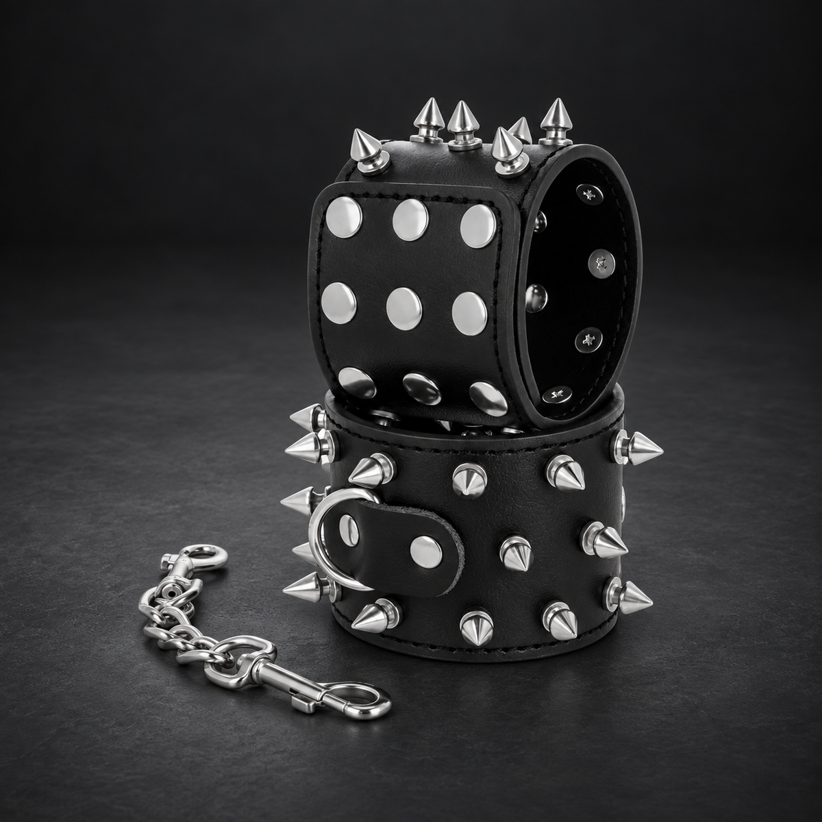 Darkness Skulls and bones black spiked handcuffs