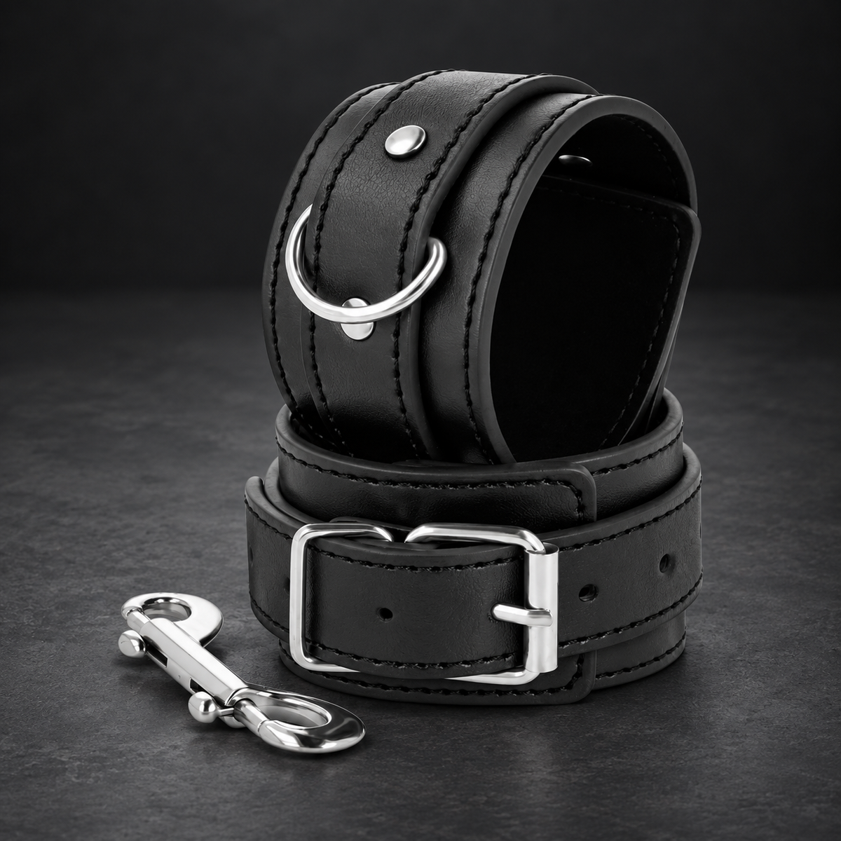 Darkness Black adjustable handcuffs with double reinforcement tape