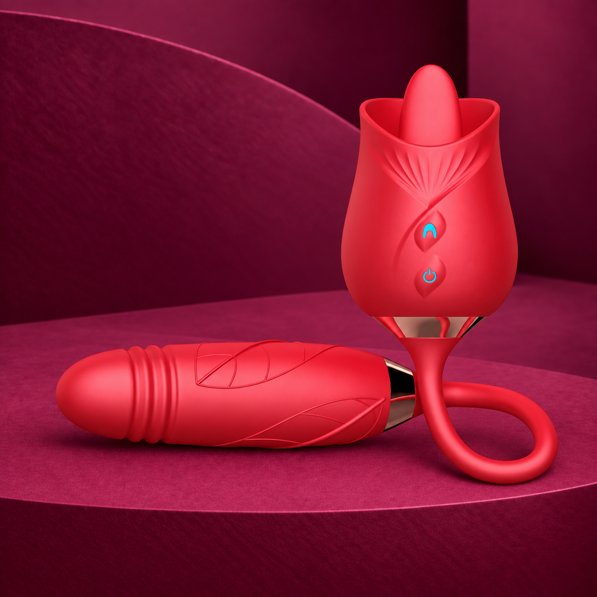 Armony Delight Flower Suction and Thrusting Stimulator with Red Tongue