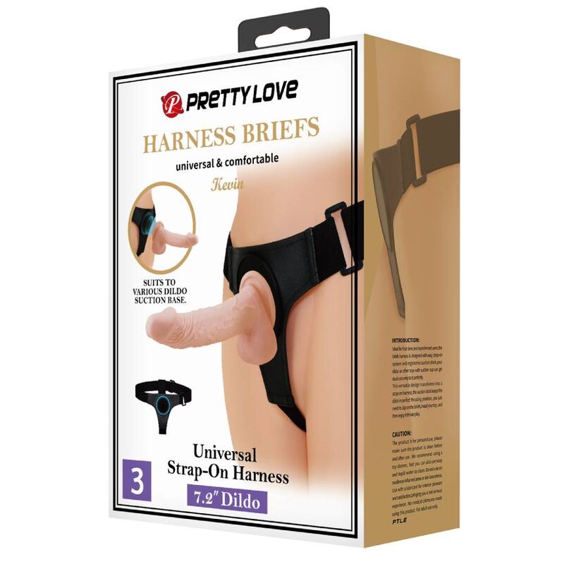 PRETTY LOVE - KAIŠ ZA KAIŠEVE UNIVERZALNI KAIŠ SA DILDO KEVINOM 19 CM PRIRODAN