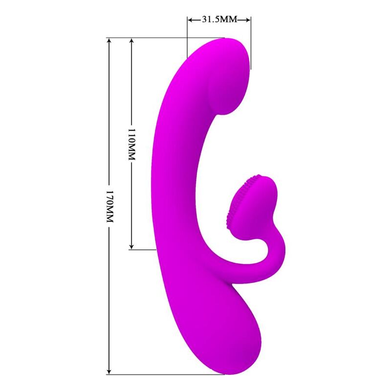 PRETTY LOVE - SINCERE SILIKONSKI KLITORALNI VIBRATOR I SISALJKA LJUBIČASTI