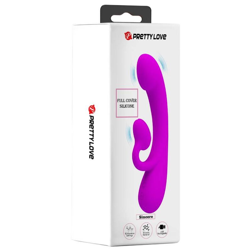 PRETTY LOVE - SINCERE SILIKONSKI KLITORALNI VIBRATOR I SISALJKA LJUBIČASTI