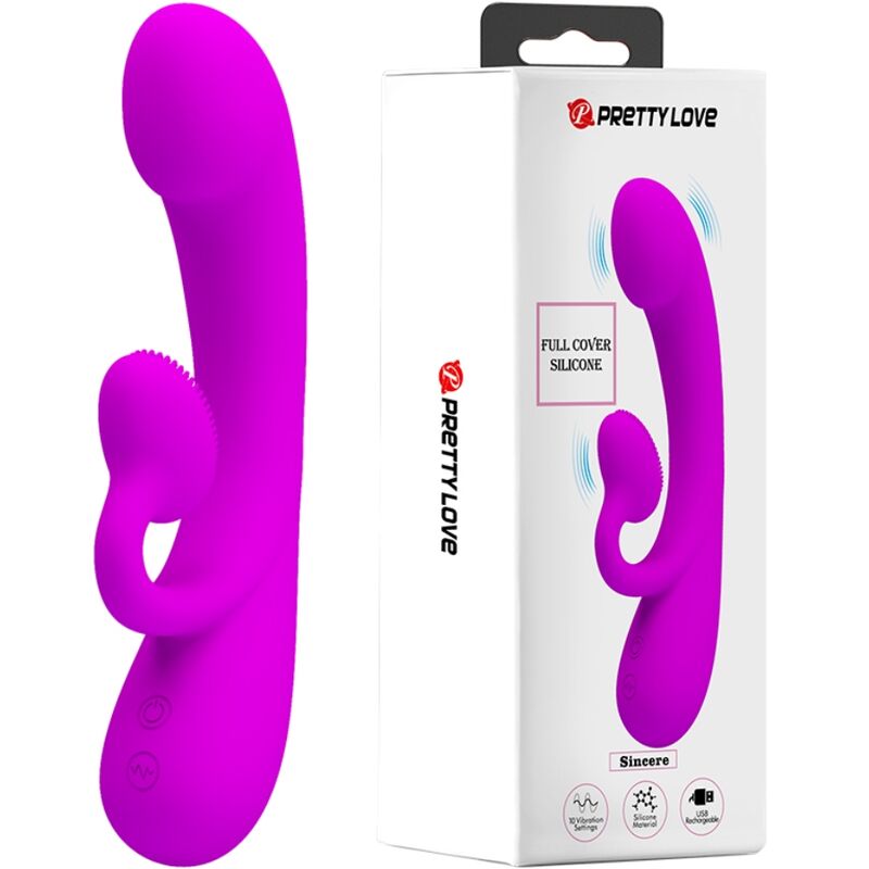 PRETTY LOVE - SINCERE SILIKONSKI KLITORALNI VIBRATOR I SISALJKA LJUBIČASTI