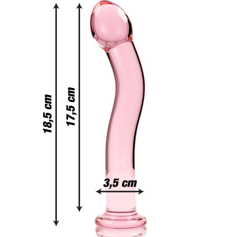 NEBULA SERIJA IBIZA - MODEL 18 DILDO BOROSILIKATNO STAKLO ROZI 18,5 CM -O- 3,5 CM