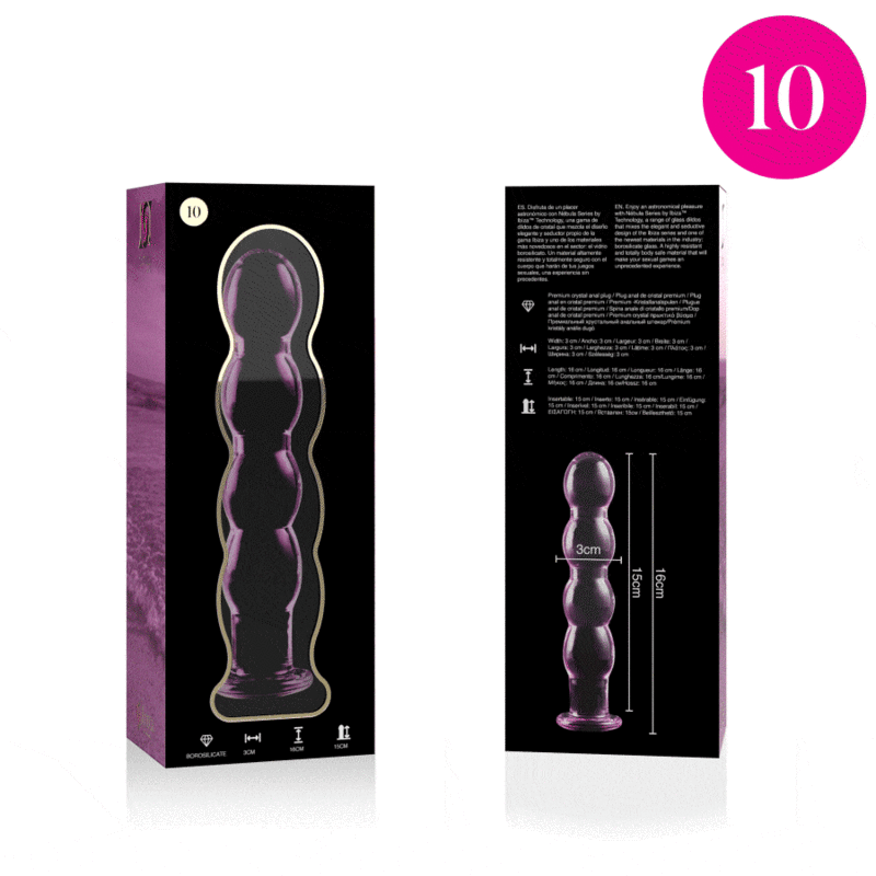NEBULA SERIJA IBIZA – MODEL 10 DILDO BOROSILIKATNO STAKLO ROZI 16.5 CM -O- 3.5 CM