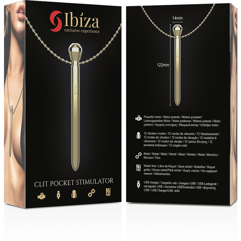 IBIZA - KLITORISNI VIBRATOR U OBLIKU OGRLICE USB PUNJAČ 12 REŽIMA VIBRACIJE ZLATNI 12,2 X 1,5