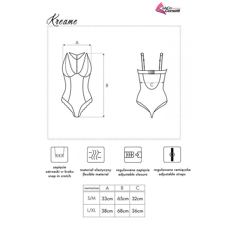 LIVCO CORSETTI FASHION - KREAME LC 90546 Bodi crni L/XL
