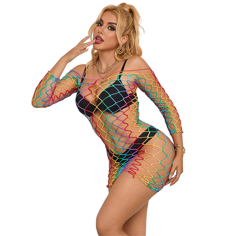 Subblime — 952426 rainbow long sleeve fishnet dress one size — product photo 2