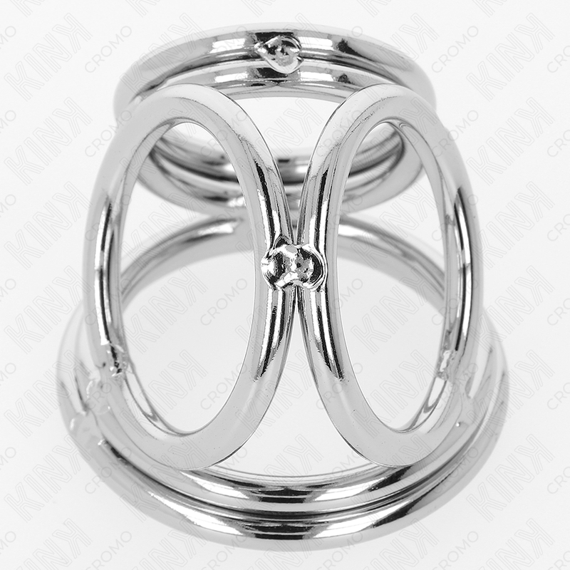KINK - TROSTRUKI HROMIRANI METALNI PRSTEN ZA PENIS 3,8 CM DO 5 CM MODEL 1