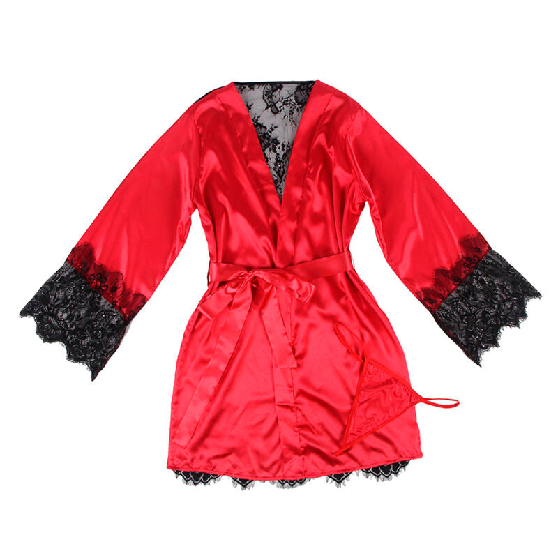 Subblime — 954017 lace sheer back camisole + thong red/black s/m — product photo 3