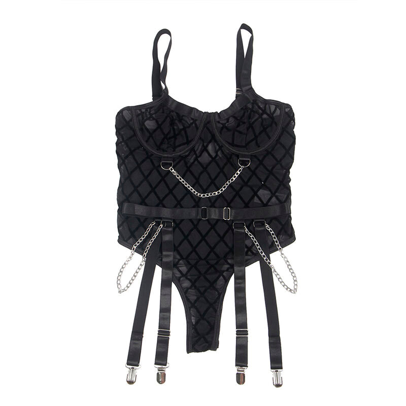 Subblime — 9542277 body with chains + garter belt black l/xl — product photo 5