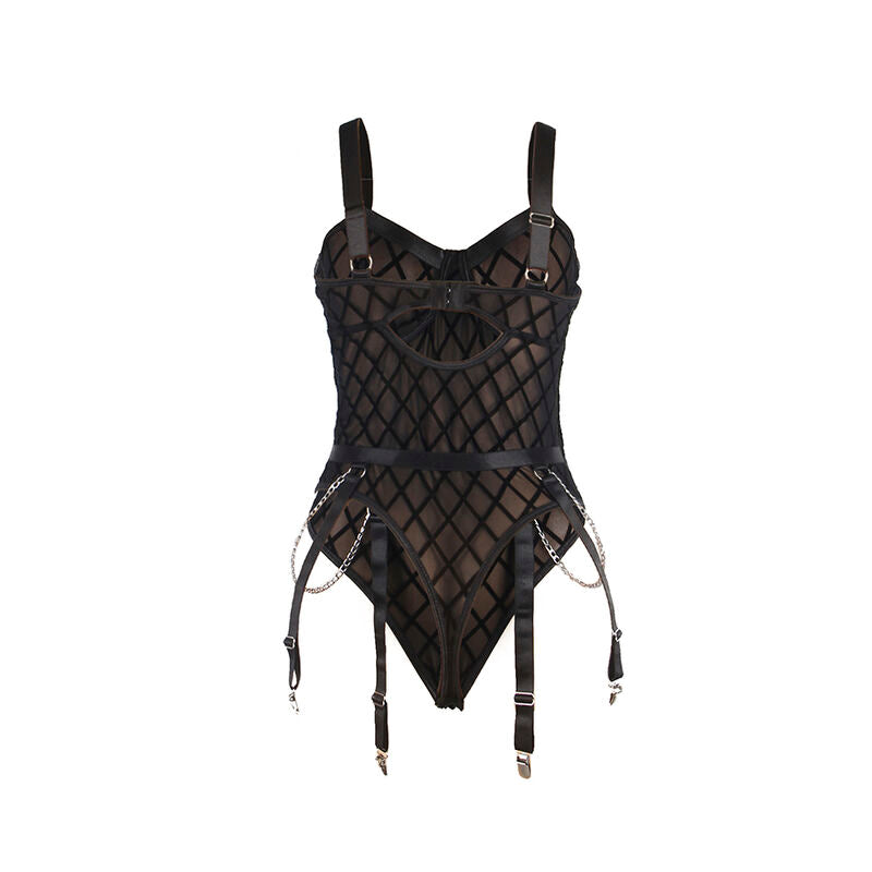 Subblime — 9542277 body with chains + garter belt black l/xl