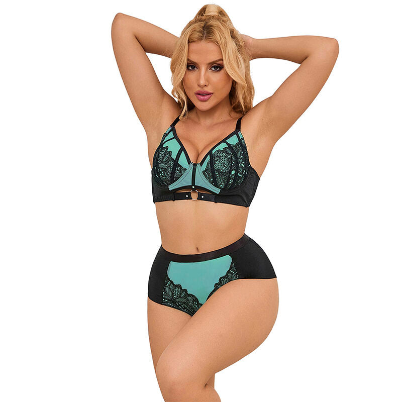 Subblime — 955564 green patent leather mesh zipper bra set l/xl — product photo 5