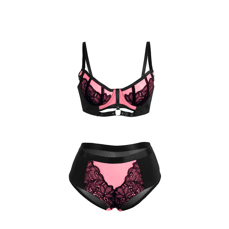 Subblime — 955571 pink patent leather mesh zipper bra set s/m