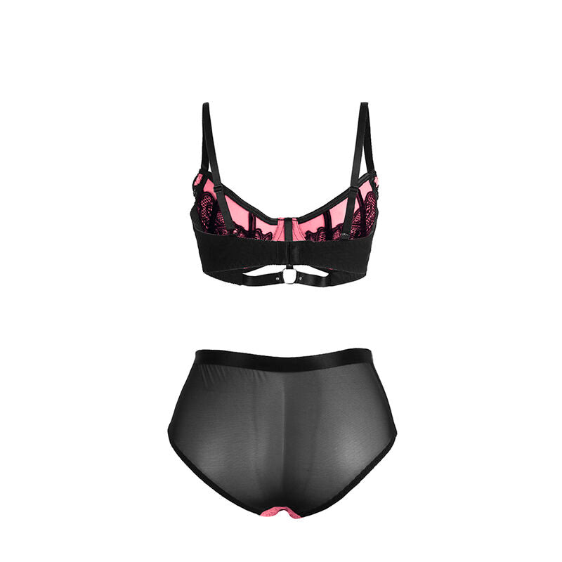 Subblime — 955588 pink patent leather mesh zipper bra set l/xl