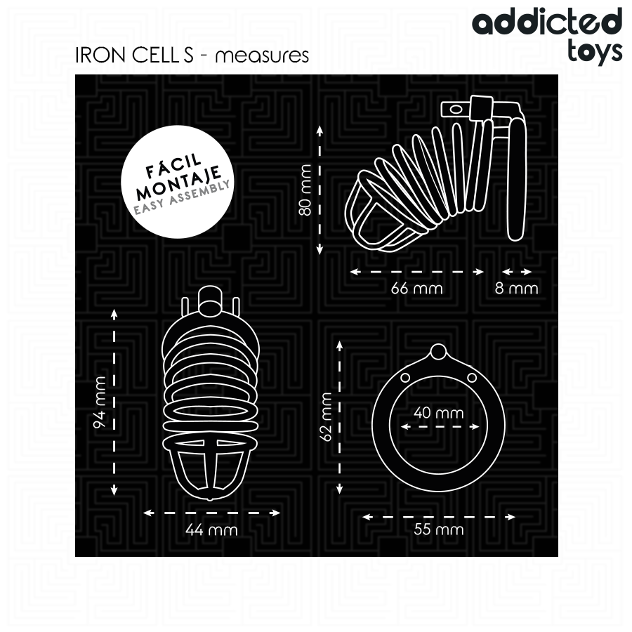 ADDICTED TOYS LOCKED - METALNI KAVEZ ZA PENIS OD GVOŽĐA 4 CM VELIČINA S