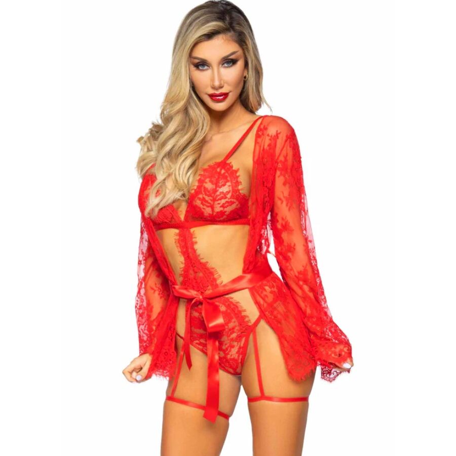 LEG Avenue — 86123 teddy + garter robe set red size M