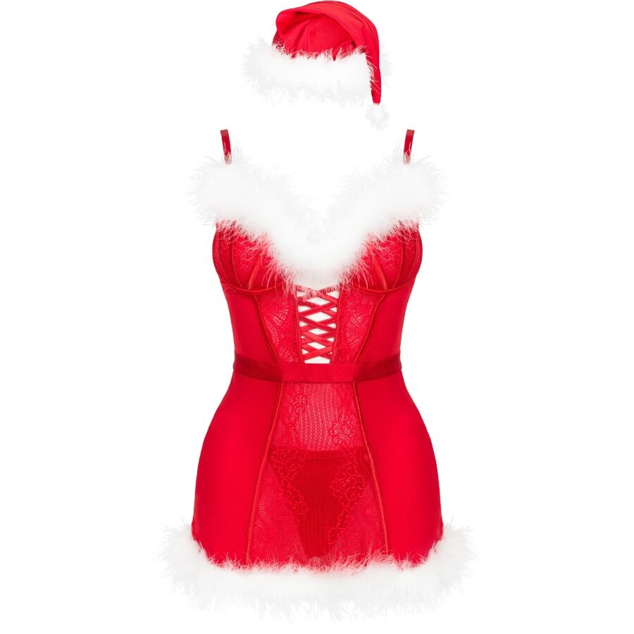 Livco Corsetti Fashion — Agethe lc 90607 chemise + thong + christmas hat l/xl