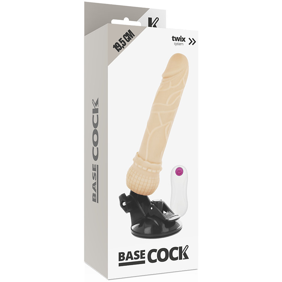 BASECOCK - REALISTIČAN VIBRATOR NA DALJINSKO UPRAVLJANJE BOJA KOŽE 19.5 CM -O- 4 CM