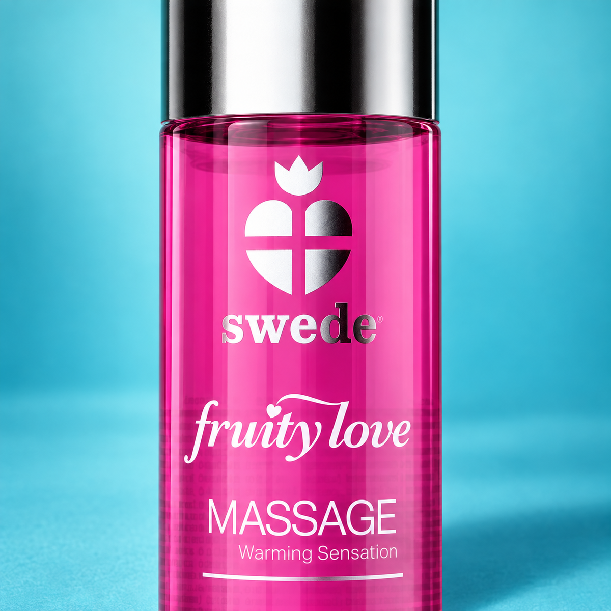 Swede Fruity Love warming massage oil 60 ml — cap and label detail