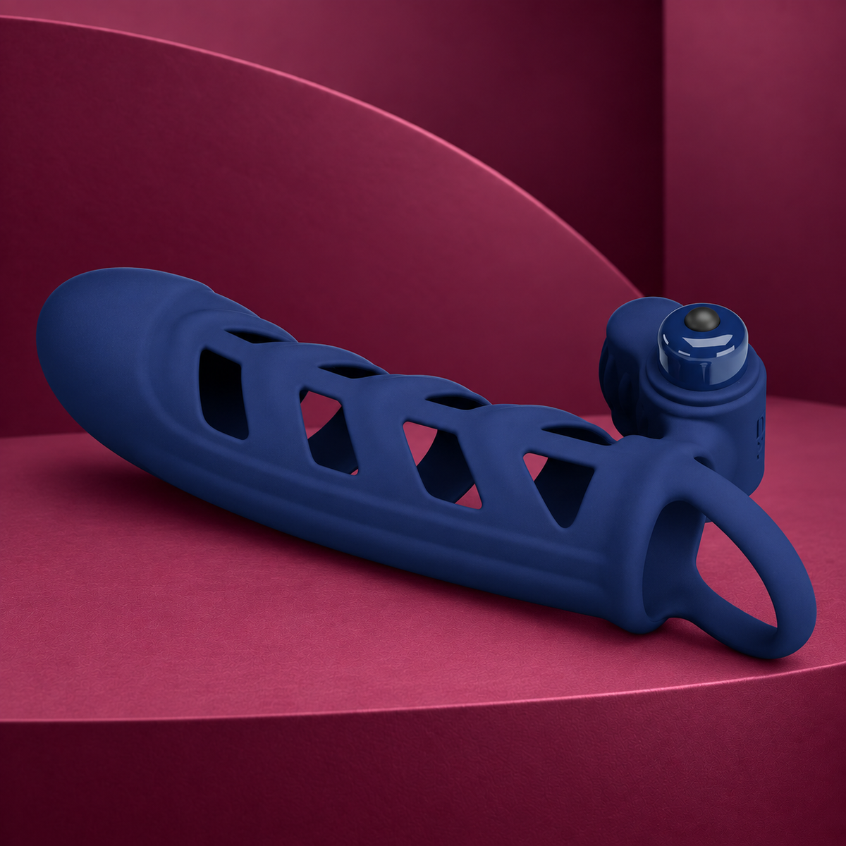 Pretty Love Altaf vibrator ring with silicone sheath blue