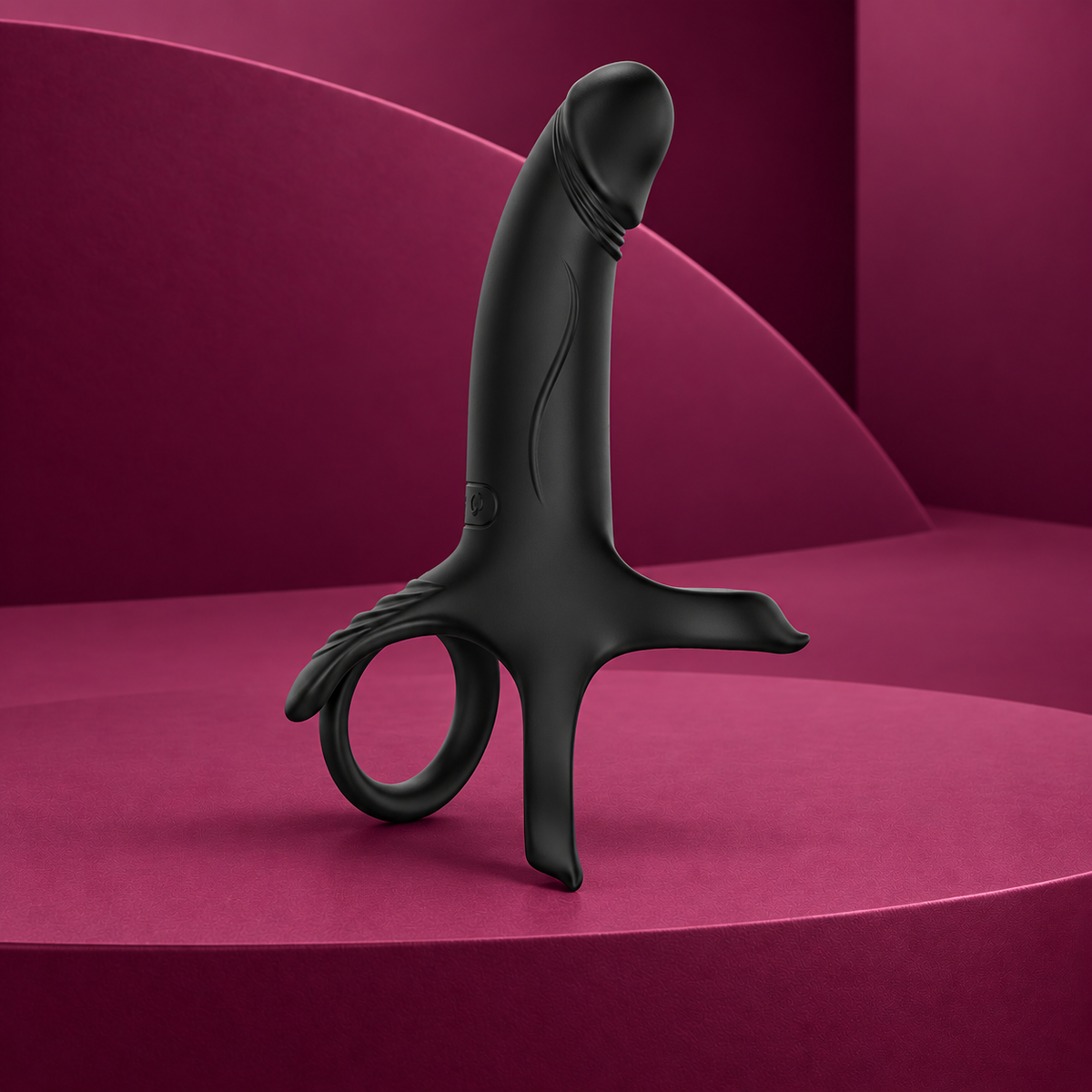 Armony Dildo with Ring & Vibrator, Black