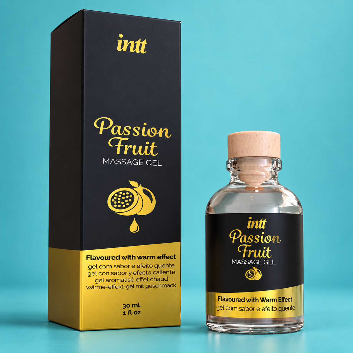 Intt Passion Fruit Massage Gel — bottle and packaging