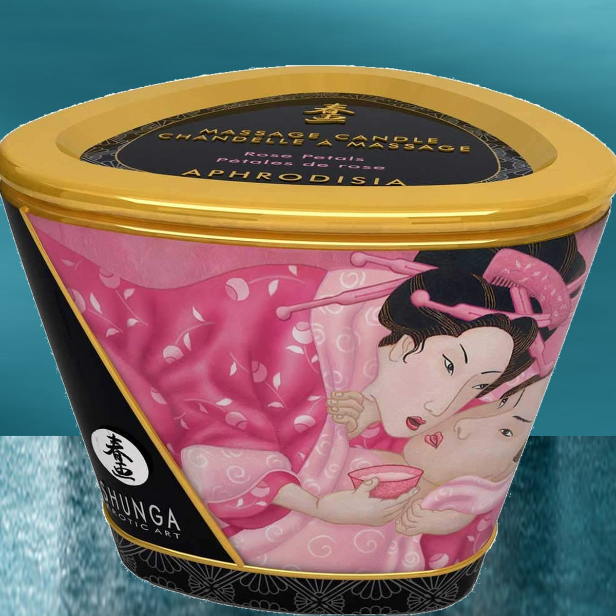 Shunga Mini Caress Rose Massage Candle, 170 ml — detail view