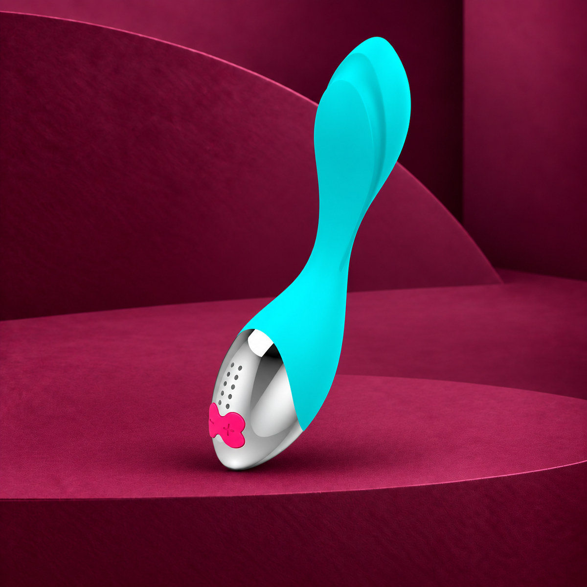 Happy Loky Mini Fun G-Spot Vibrator, Turquoise and Silver