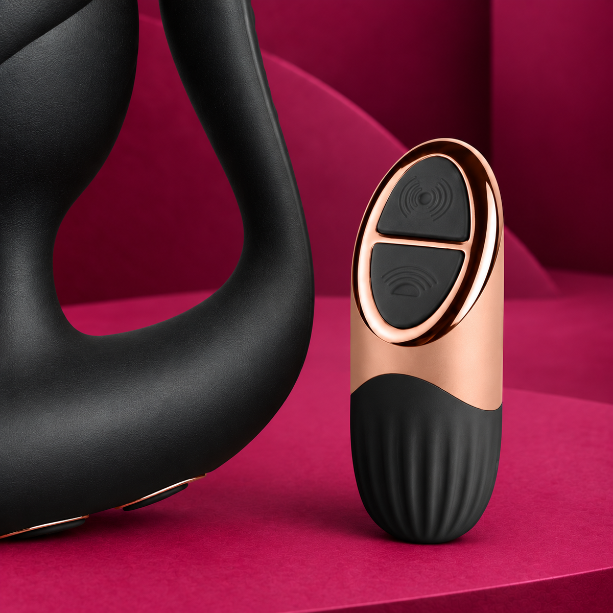 Rocks-Off Cocktail Remote-Control Couples' Vibrator, Black — detail view