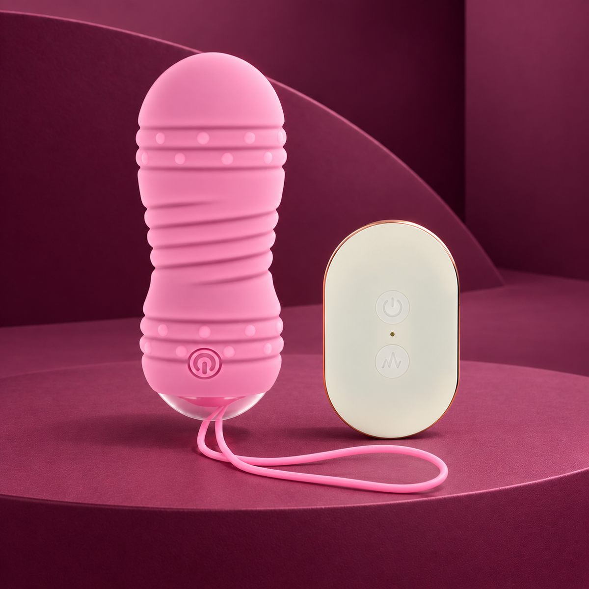 Ohmama Remote-Control Rotating Vibrating Egg, 7 Modes, Pink