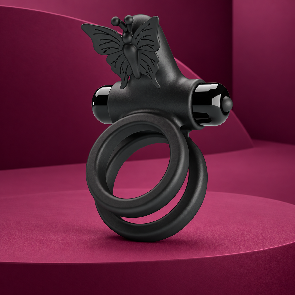 Pretty Love Double vibrating ring with black stimulator