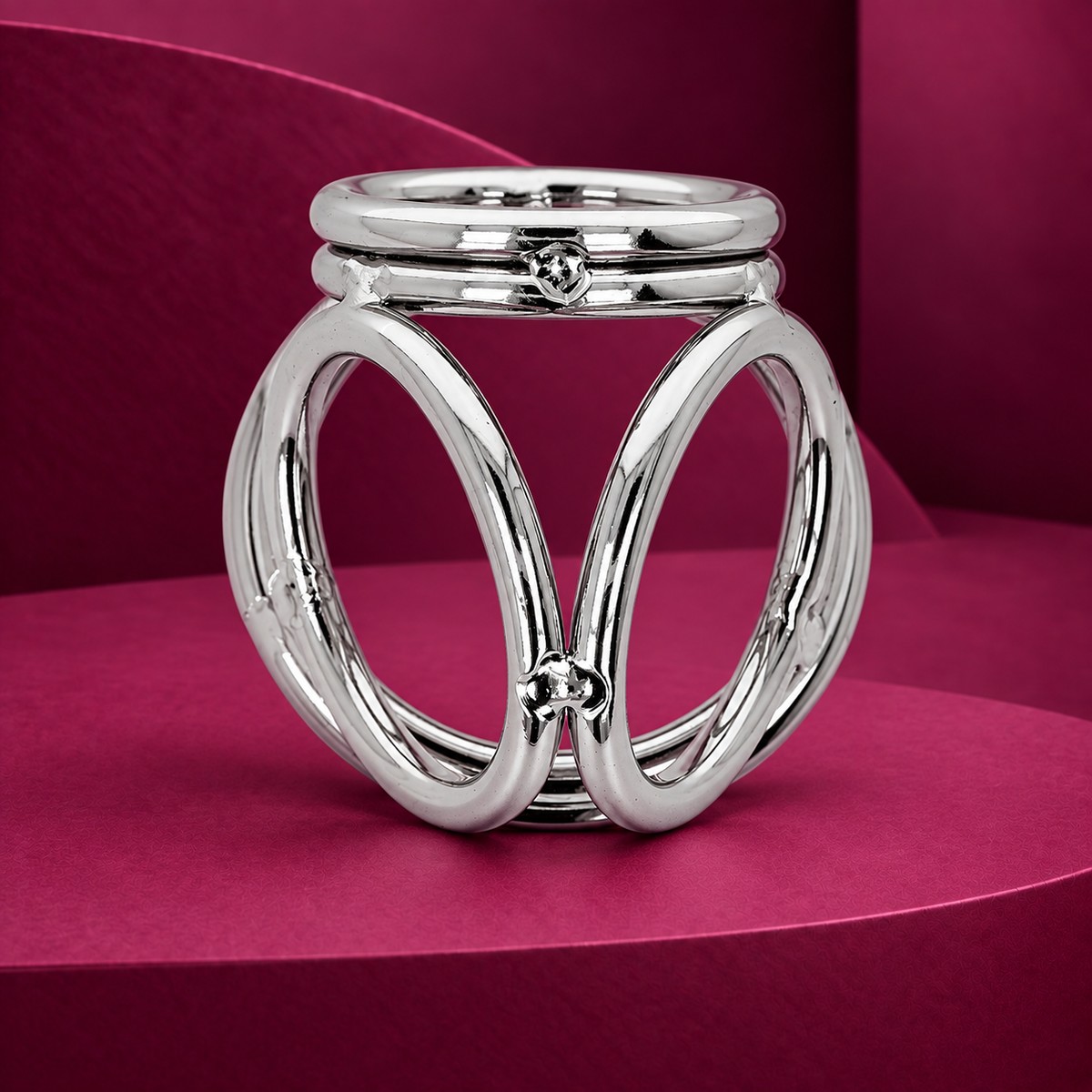 Kink Triple chrome metal penis ring 3.8 cm to 5 cm model 1