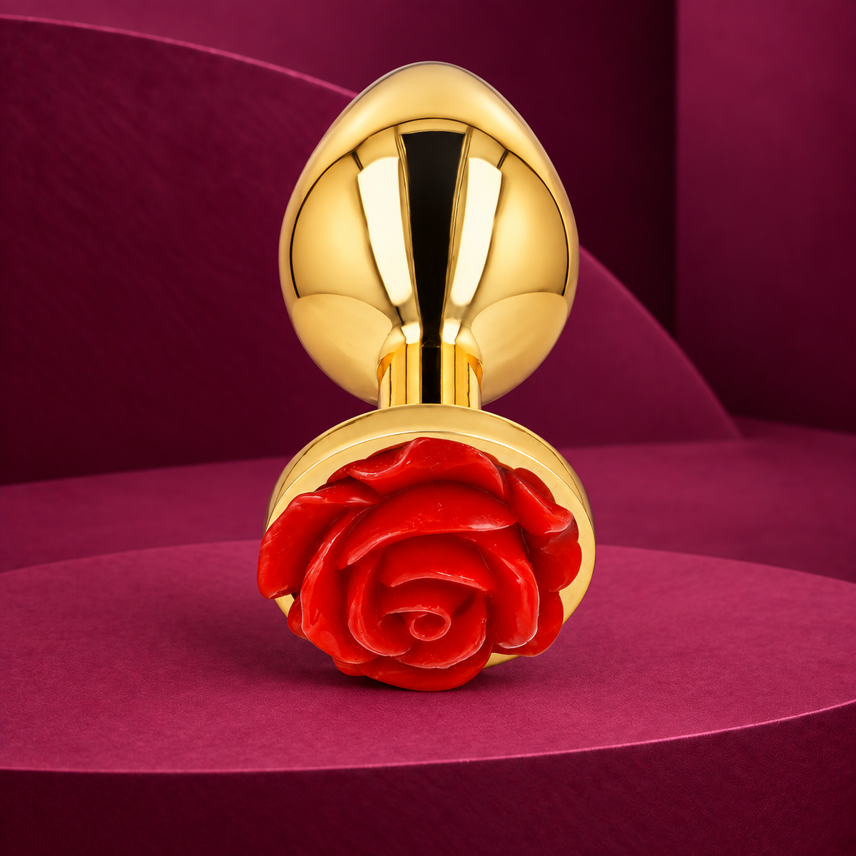 Kink Gold Rose Red Stainless-Steel Anal Plug S/M/L