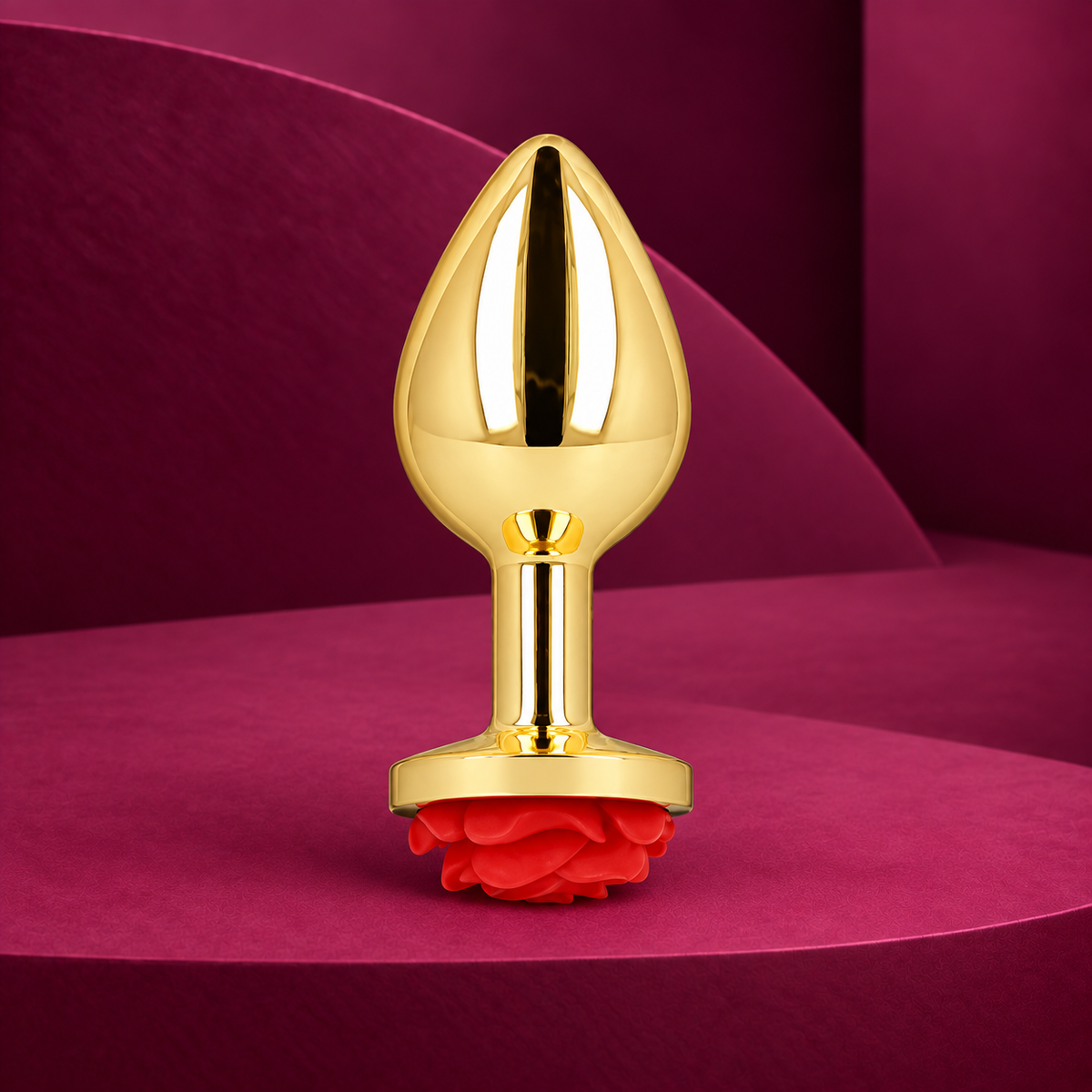 Kink Gold Rose Red Stainless-Steel Anal Plug S/M/L