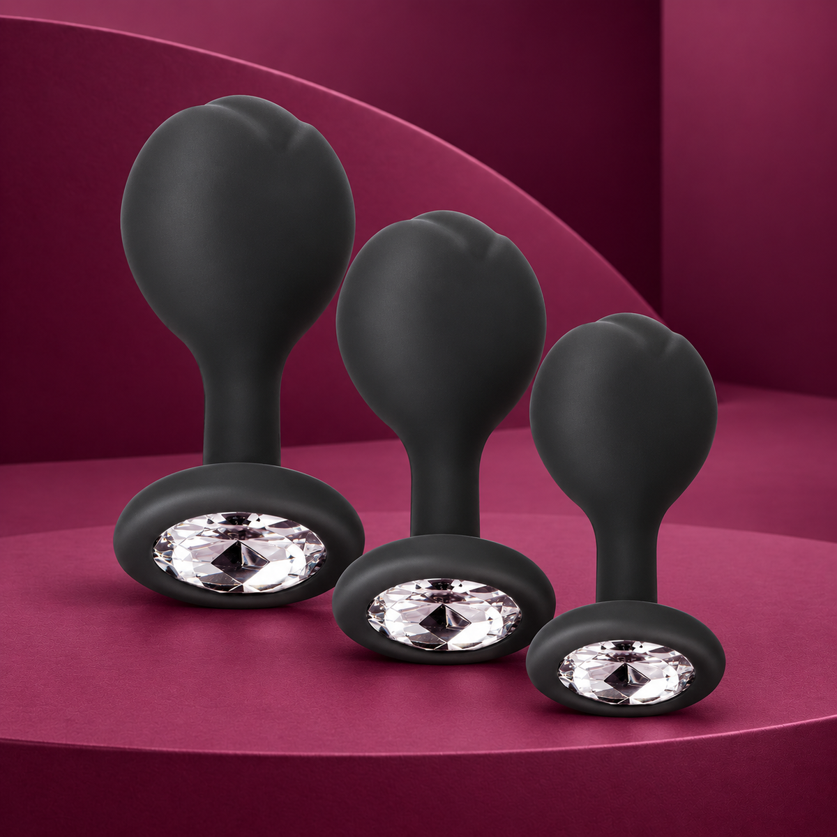 Addicted Toys Set of 3 anal plug silicone with jewel