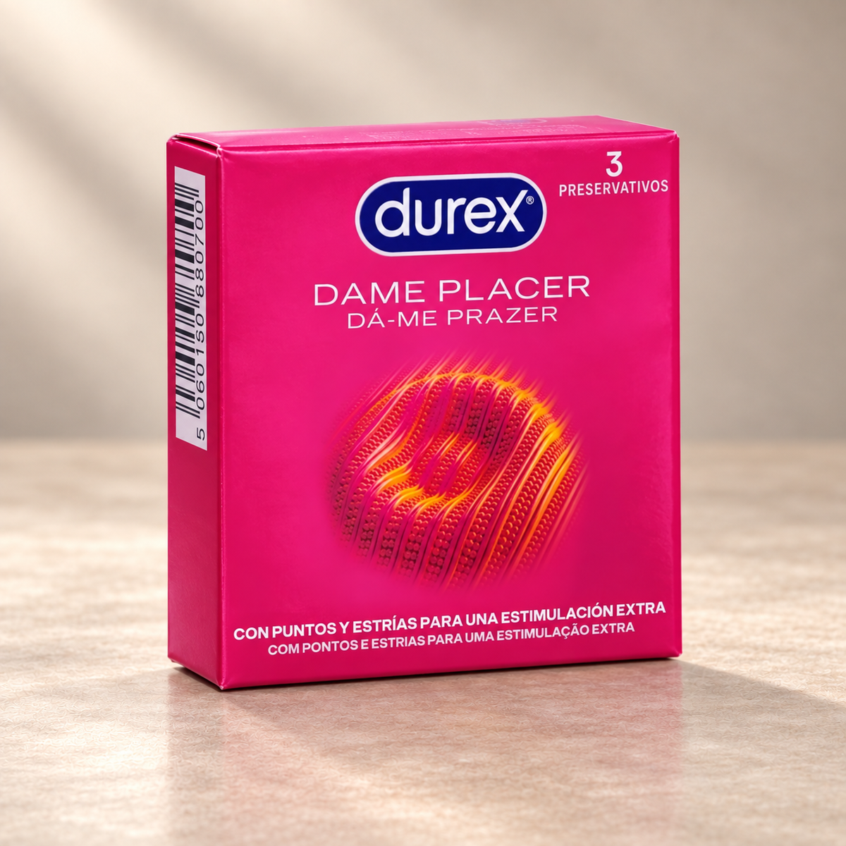 Durex Dame Placer Textured Condoms, 3 Pack