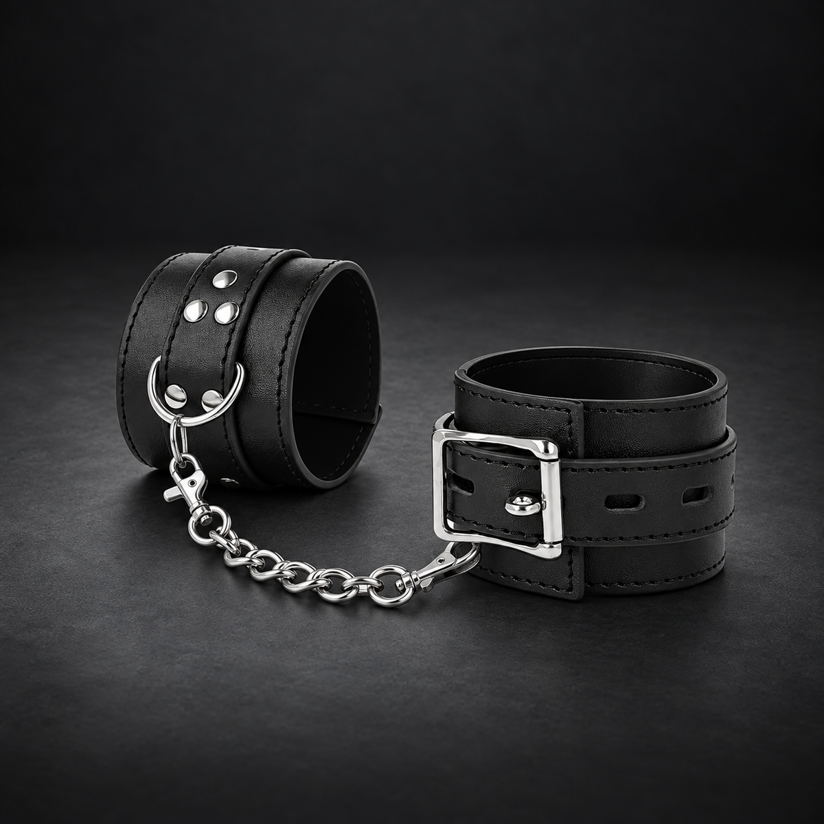 Darkness Black leather handcuffs