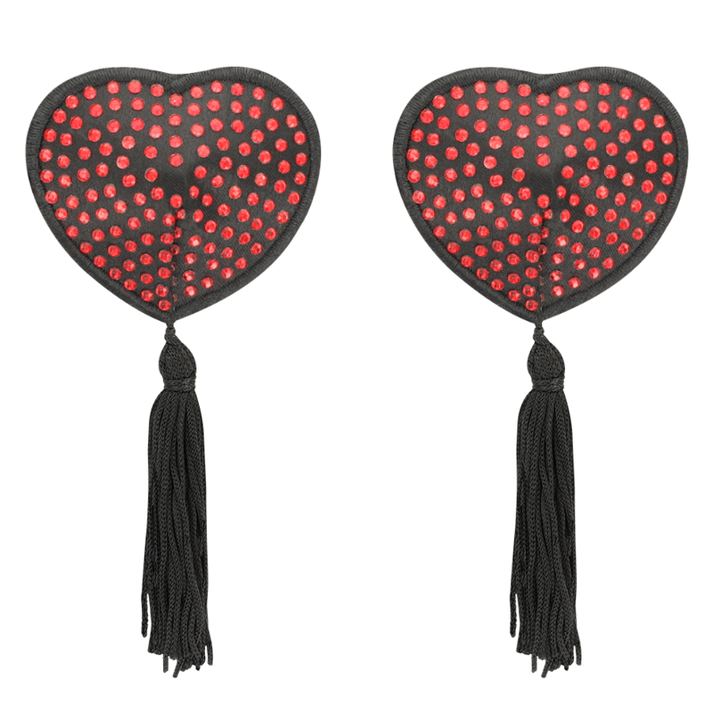 Coquette Chic Desire Heart-Shaped Nipple Covers, Black & Red