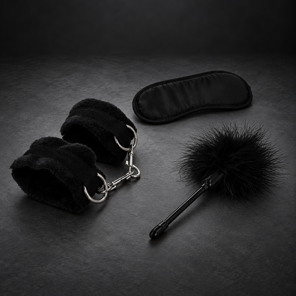 Intense Fetish erotic playset 2 with handcuffs, blind mask and tickler