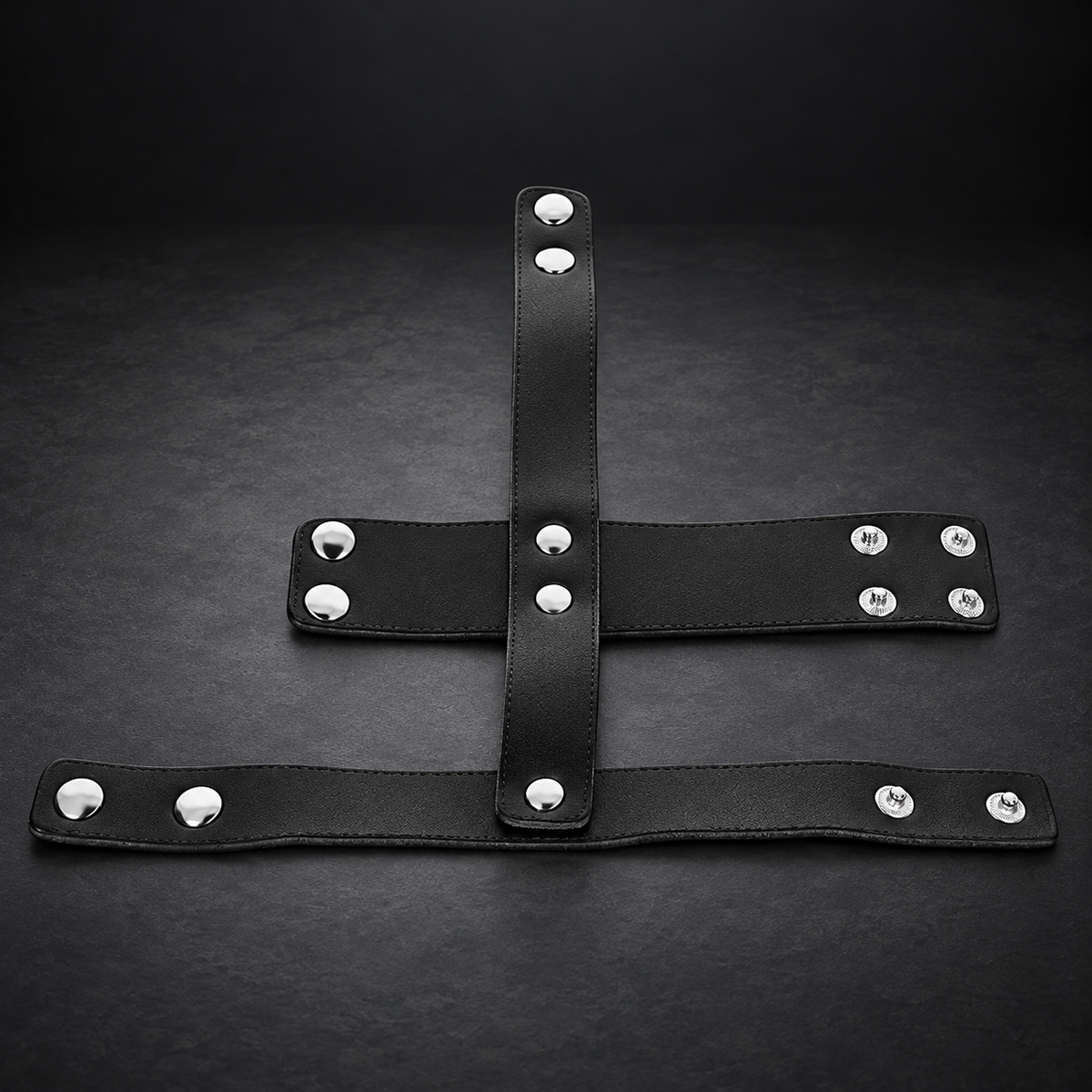 Kink Leather penis cage ring with adjustable ball divider