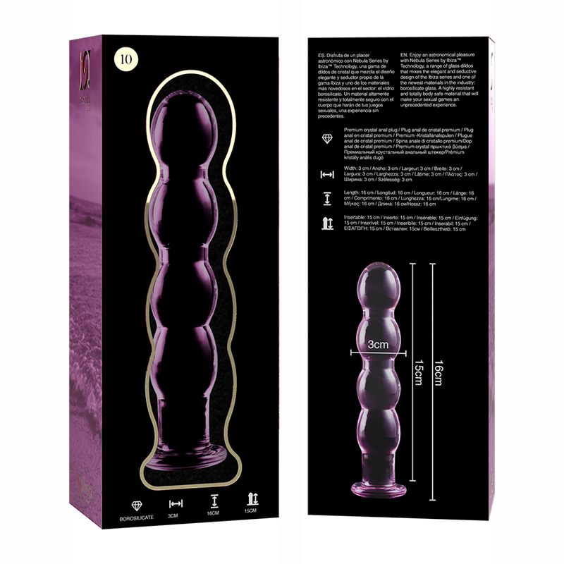 NEBULA SERIJA IBIZA – MODEL 10 DILDO BOROSILIKATNO STAKLO ROZI 16.5 CM -O- 3.5 CM