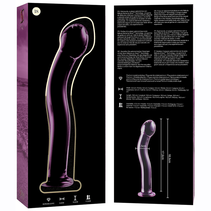 NEBULA SERIJA IBIZA - MODEL 18 DILDO BOROSILIKATNO STAKLO ROZI 18,5 CM -O- 3,5 CM