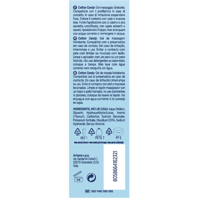CONTROL - MASAŽNI GEL SA MIRISOM ŠEĆERNE VUNE 3 U 1 200 ML