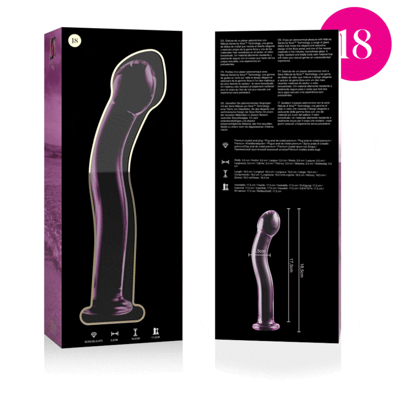 NEBULA SERIJA IBIZA - MODEL 18 DILDO BOROSILIKATNO STAKLO ROZI 18,5 CM -O- 3,5 CM